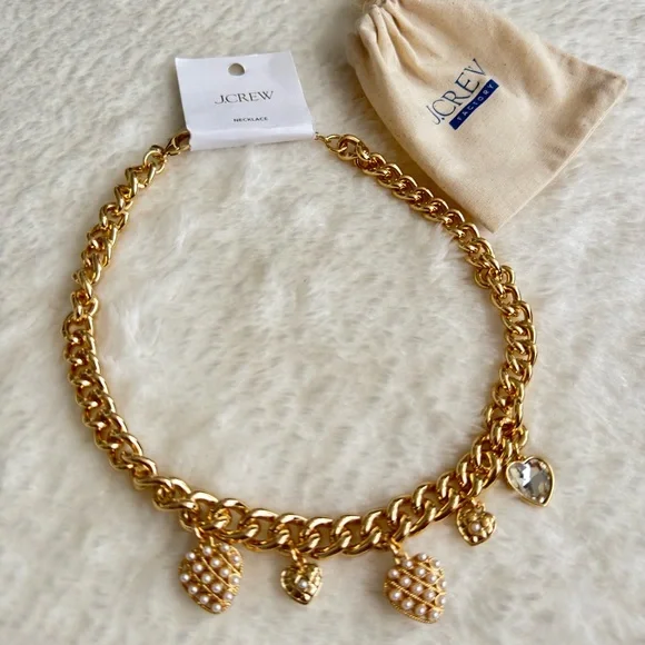 J. Crew Gold Necklace with Heart Charms - Picture 3 of 6